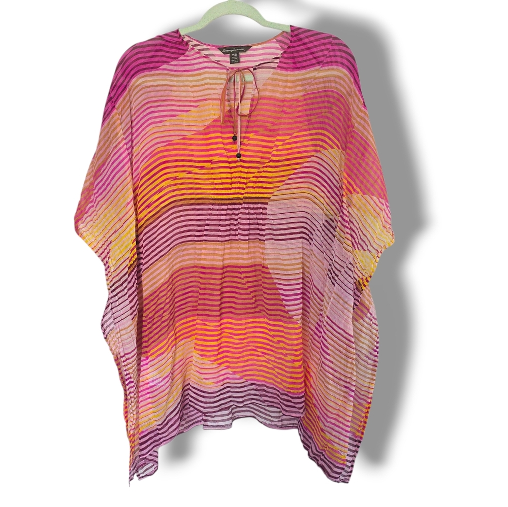 Tommy Bahama 100% Silk Colorful Strip Swim Cover Up Medium